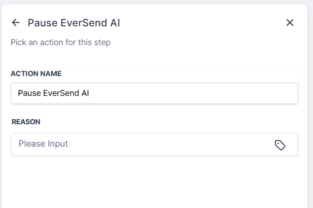 Pause EverSend AI Agent action in GoHighLevel