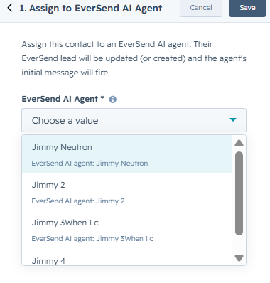Assign contact to an EverSend AI Agent in HubSpot