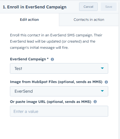 Enroll in EverSend Campaign with MMS image configuration