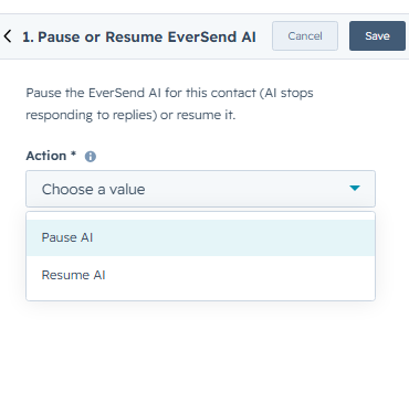 Pause and Resume EverSend AI Agent action